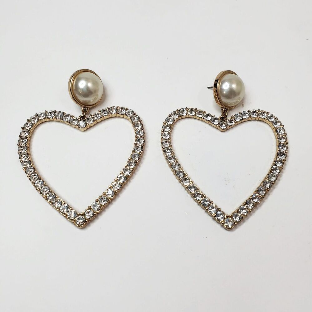 Sugarfix By BaubleBar Gold-Tone Pearl & Rhinestone Heart Drop Earrings